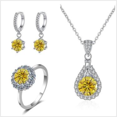 Imagem de Conjunto de Joias com Charme Moissanita - Prata Esterlina 925 - Anel, 