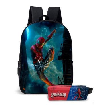 Imagem de Kit Mochila com Estojo Ou Avulso Escolar Infantil Herói Aranha Menino 