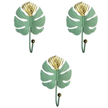 Imagem de MAGICLULU 3 ganchos de parede para pendurar na parede, ganchos de parede tropicais, ganchos de teto para plantas, roupão verde, bolsa infantil, gancho resistente, em forma de folha, folhas de ferro