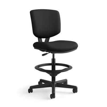 Imagem de HON Cadeira de mesa de pé Volt, cadeira de escritório doméstico de tecido com apoio para os pés, sem braços, reclinável ergonômica e inclinação central, para computadores, escritórios, trabalho, preta