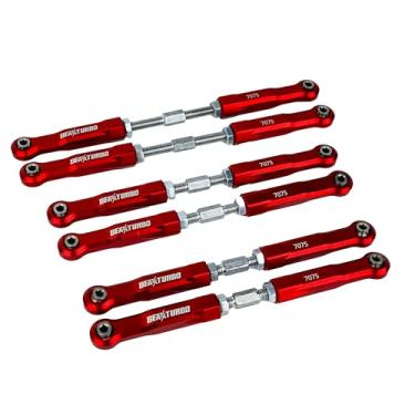 Imagem de BeaxTurbo Racing Upgrade Parts Aluminum 7075 Front Rear&Steering Link Rod Kit for Losi 8IGHT-X Super Lasernut 1/6 (red)