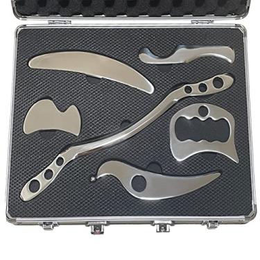 Imagem de NCCYOOT Conjunto Gua Sha, conjunto de raspadores musculares de aço inoxidável Gua Sha da IASTM Tool para terapia de tecidos macios e reduzir dores musculares nos braços, pernas, costas e ombros