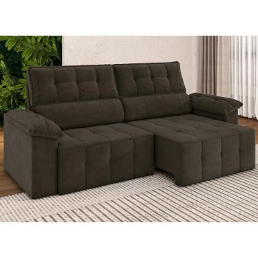 Imagem de Sofá Retrátil e Reclinável 2 Lugares 2,2m Santorini Besthouse Marrom