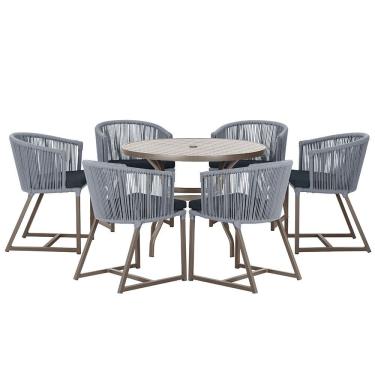 Imagem de Mesa com 6 Cadeiras de Jantar Roma 120cm e Noronha em Alumínio