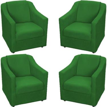 Imagem de Kit 4 Poltronas Mila Pé De Plástico Cromado - Verde Suede