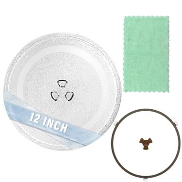Imagem de LUBIYACK Substituição de placa de micro-ondas de vidro de 30,48 cm para W10337247, W10494376 Bandeja giratória para micro-ondas com design em forma de Y para melhor reaquecimento e distribuição