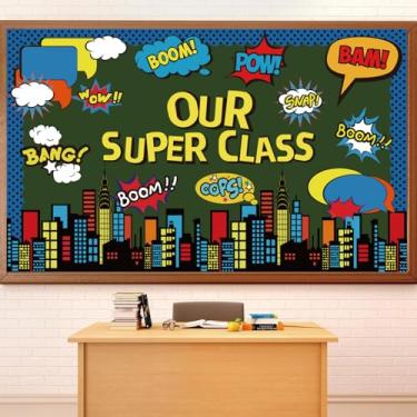 Imagem de FYSUIMU Conjunto de decoração de quadro de avisos super temático de 52 peças com recortes de papel bolha de paisagem urbana com pontos de cola para festas de fim de ano, suprimentos de sala de aula