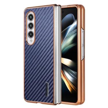 Imagem de HAO RIYLN Capa ultrafina para Samsung Galaxy Z Fold6, capa galvanizada à prova de choque, proteção de lente de fibra de carbono, capa de textura roxa, Z DOBRAD6