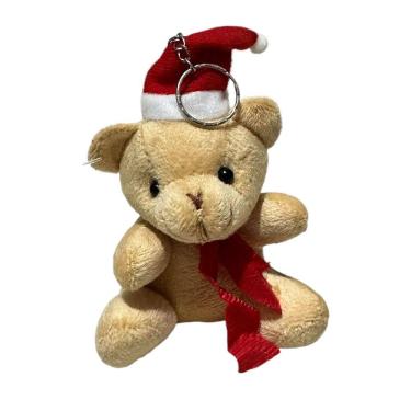 Imagem de Mini Urso De Pelúcia Marrom Chaveiro Natal Lembrancinha Cesta Ursinho Natalino - 10cm
