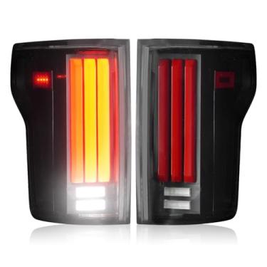 Imagem de Conjunto de luz traseira de LED adequado para Ford F-150 F150 2015-2020 [não serve para modelos de LED de fábrica e sistema de informação de ponto cego (BLIS)], lanterna traseira, lente preta fumê