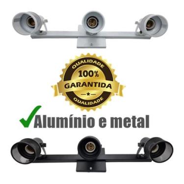 Imagem de Spot Trilho Triplo Tela 3 Lâmpadas Alumínio Direcionável E27 Bivolt  P