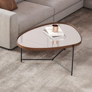 Imagem de Mesa de Centro Orgânica Alamanda com Espelho Castanho/Preto - Jb Bechara