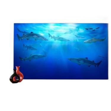 Imagem de Papel De Parede 3D Fundo Do Mar Tubarões Cercado 3,5M Fm117 - Você Dec
