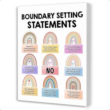 Imagem de Gwisml Arte de parede em tela com declarações de definição de limites de saúde mental, arte inspiradora de psicologia para conselheiro escritório terapia decoração de parede de escritório