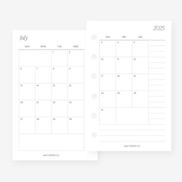 Imagem de MAY PAPER CO. 2025/2026 Bolso mensal com refil de agenda de anotações, agenda mensal em duas páginas para filofax de bolso e agenda de 6 anéis LV PM (mensal com anotações) (meses não separáveis