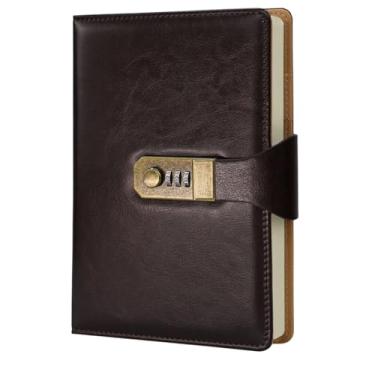 Imagem de LUMAI Caderno Diário com Cadeado e Fechadura Secreta, Ideal para Anotações, Projetos, Privacidade e Criatividade, Folhas Com Pauta Linhas, Capa de Couro Resistente e Design Minimalista – Marrom Escuro