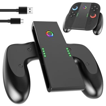Imagem de FUNDIARY Gaming and Charging Grip Compatible with Switch 2 Joycon, [2 Hours High Speed Charge] 2-in-1 Comfort Grip Accessories with Portable Charger Dock Station, USB Type-C Cable and LED Indicators