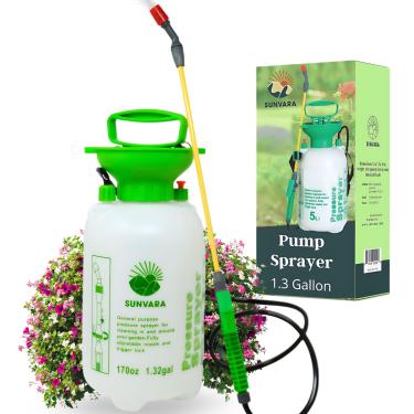 Imagem de SunVara Pulverizador de Bomba de Jardim Pulverizador de Pressão de 1,3 Galão 5L Pulverizador de Jardim de 1 Galão Frasco de Spray de Bomba de 1,3 Galão Pulverizador de Galão Frasco de Spray Pressuriza