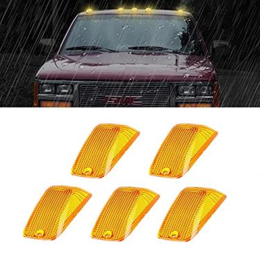 Imagem de MARLBSTON 5 capas de luz de marcador de cabine âmbar compatíveis com caminhonetes Chevy/GMC C1500 C2500 C3500 C3500 K1500 K2500 K3500 1988-2002, luzes de corrida no teto da cabine, luz de folga
