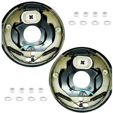 Imagem de RV MURTS 1 par de conjunto de freio elétrico 25,4 cm x 2-1/10.2 cm para eixo de reboque de 1,043.3-1,587.6 kg com porcas e arruelas, kit de freio de eixo RV com 4 furos para substituição do lado