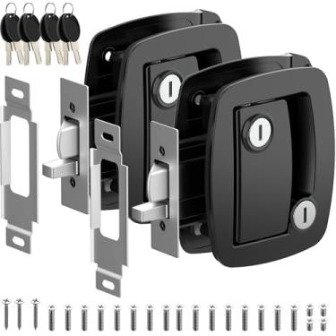 Imagem de WELLUCK Substituição de fechadura de porta de trailer com fechadura de remo, trava de maçaneta de porta de trailer 100% metal, fechadura de porta de entrada de trailer para trailer de viagem de cavalo
