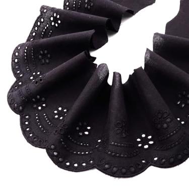 Imagem de ZNZAKKA Acabamento em renda com ilhós, bordado preto, acabamento de renda de algodão para roupas, acessórios, artesanato, decoração de casa