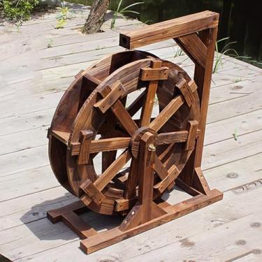 Imagem de Fonte De Água De Madeira Roda Cachoeira Rodas De Madeira Ao Ar Livre Fonte Vintage Rústico Ornamental Lagoa Decorativa Externa Varanda Interna Para Jardim Pátio Quin, Onecolor, Diameter 30cm(11.8inch)
