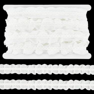 Imagem de PH PandaHall Fita de algodão enrugada de 10 metros de 3,5 cm com acabamento em renda floral vintage para costura, artesanato, casamento, decoração de vestido de noiva, buquê, almofada de cortina