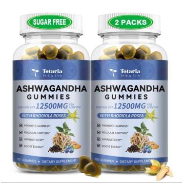 Imagem de (2 pacotes) Gomas cheias de ashwagandha sem açúcar com vitamina D3, gl