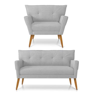 Imagem de Kit Namoradeira E Poltrona Anitta Linho Cinza D'rossi