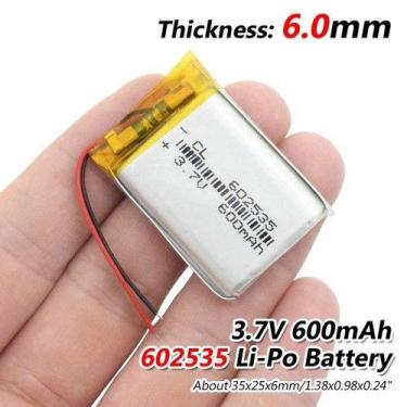 Imagem de Bateria 600 Mah 3,7v 2 Fios  6mm X 25mm X 35mm  Carta Reg - bgb