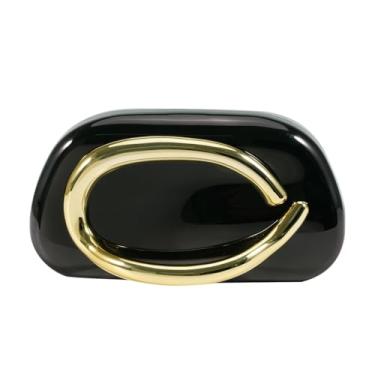 Imagem de PHILOMENA Bolsas de mão femininas de acrílico para noite com guidão de metal, bolsa tiracolo de ombro, festa de casamento casual, Preto