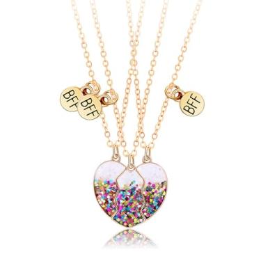 Imagem de Your Always Charm Colar Amizade para 3 Colares de Sol e Lua Estrela Melhor Amigo para Mulheres Irmãs Forever Joias Presentes, Latão, Latão