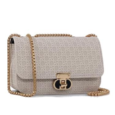 Imagem de PORT&LOTUS Mini bolsa de ombro feminina de couro PU bolsas pequenas para mulheres pequenas bolsas femininas, Tecido branco, Tendência