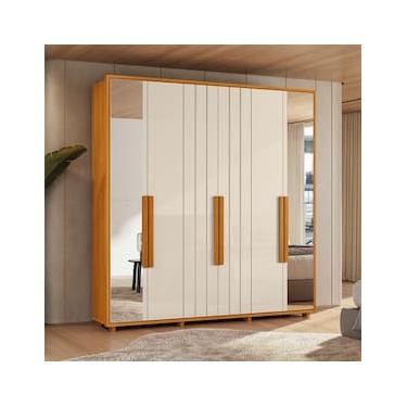 Imagem de Guarda-Roupa Casal Madetec Portinari com Espelhos 6 Portas 4 Gavetas Ripado Angular Amortecimento Cabideiro Extensível