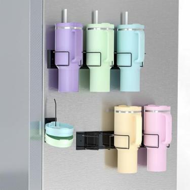 Imagem de Suporte magnético para copo Stanley de 30 e 1,134 g com alça, 2 organizadores de garrafas de água para geladeira, 2 organizadores de tampa de copo para acessórios Stanley, presentes ideais