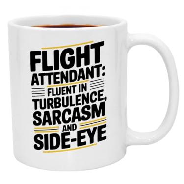 Imagem de Presentes de comissário de bordo. Caneca de café engraçada de 325 ml para aeromoça ou tripulação de cabine. Presentes para comissários de bordo mulheres e homens. Taça de aviação sarcástica.