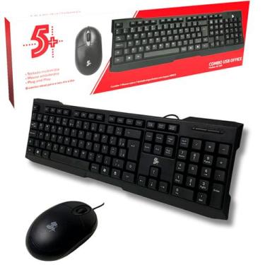 Imagem de Kit Combo Teclado e Mouse USB 5+, KC-500, Layout ABNT2 - 015-0069