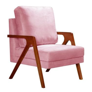 Imagem de Poltrona Kiara Decorativa Moderna Confortável Sala Recepção Flecha Rosa