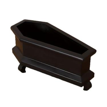 Imagem de Mini vaso de caixão estilo Halloween, vaso de suculentas ao ar livre, vaso de flores de resina interno com orifícios de drenagem, decoração gótica de mesa