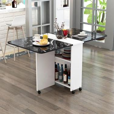 Imagem de Mesa De Jantar Dobrável, Mesa De Jantar Dobrável Sem Montagem Com Compartimento De Armazenamento, Mesa Dobrável Com Economia De Espaço Para Churrasco De Festa Na Praia, C, 150×80×77cm