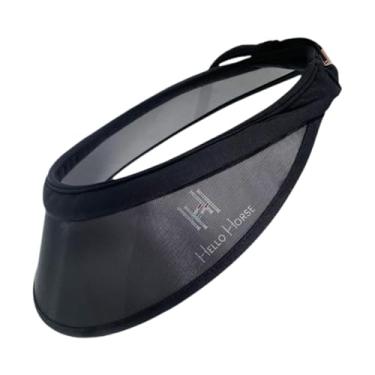 Imagem de oshhni Capacete equestre, viseira solar para chapéu equestre, suprimentos, equipamento de conforto, homens, mulheres, para passeios a cavalo, trabalho ao ar, Malha Preta