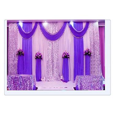 Imagem de Eyestar Decorações de palco de casamento, cortinas de festa com cortina de tecido de seda swag para casamento/aniversário/evento (violeta), 6 x 3 m