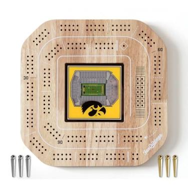 Imagem de YouTheFan NCAA Iowa Hawkeyes licenciado Fan Cribbage Wood Board Game