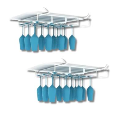 Imagem de 2 Suporte para Taças de Vinho Suspenso Aramado com Capacidade Para 12 Taças 35,5cm x 30cm x 6,5cm Cor Branca