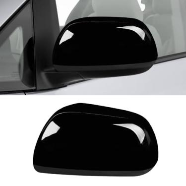 Imagem de Compatível com Toyota Sienna 2012-2020 tampa do espelho do lado esquerdo do motorista, substituição da tampa do espelho retrovisor da porta lateral preta brilhante sem luz de seta para Sienna