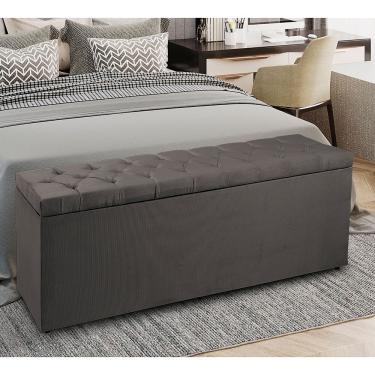 Imagem de Recamier Baú 1,60m Madrid Suede Cinza Dal Poz Estofados