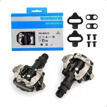 Imagem de Pedal Clip Shimano Bike Pd-m520 Mtb Preto Com Tacos Ciclismo