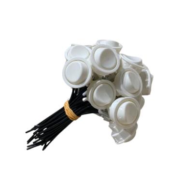 Imagem de Kit 10 Botão Interruptor Bolinha Redondo Embutir Moveis Fio Branco