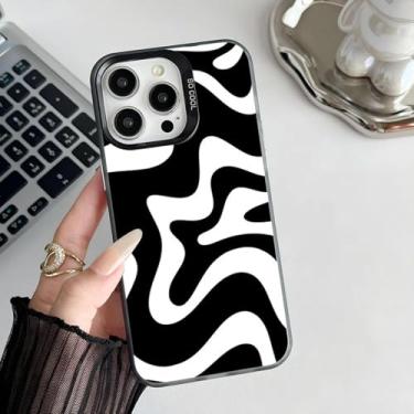 Imagem de HPQWN Capa protetora para iPhone 14 com padrão retrô líquido (para iPhone 14/z1)